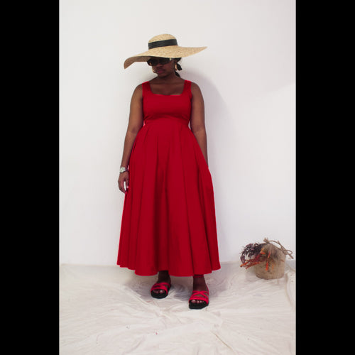 The Dahlia Dress Red Midi